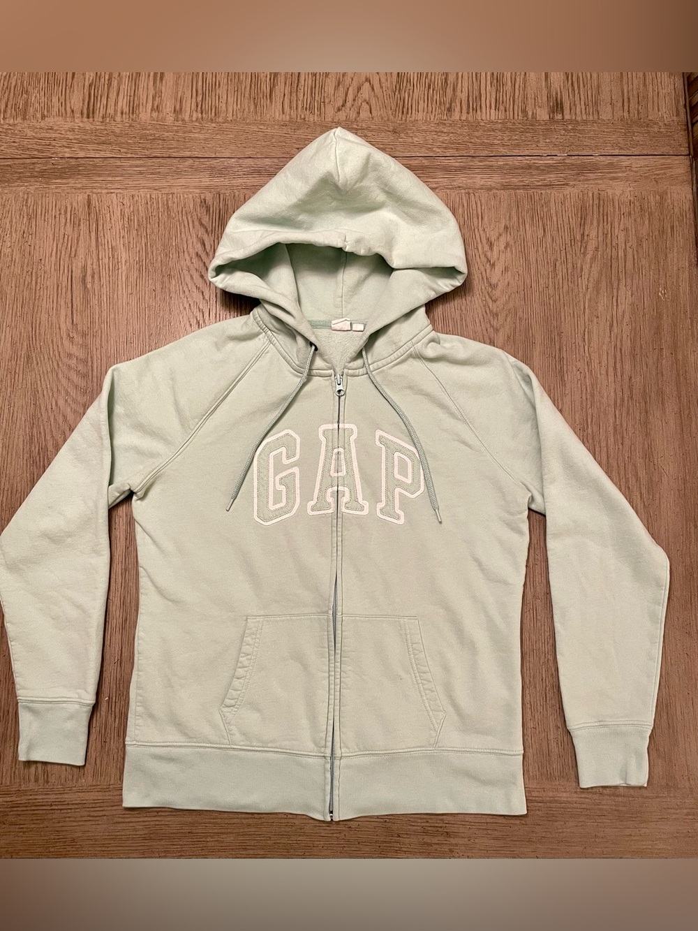 GAP zip-up hoodie, light green, women’s L
